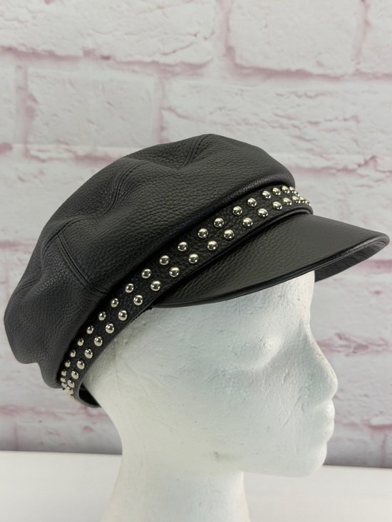 Gucci RARE Vintage Studded Black Leather Newsboy Biker Cap main image 9